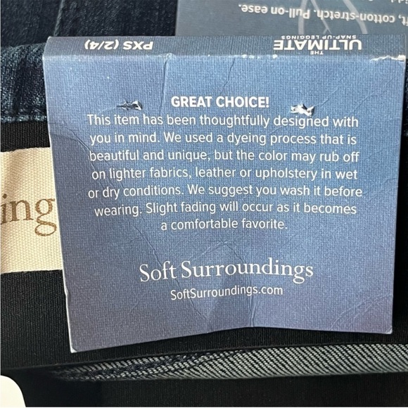 SOFT SURROUNDINGS NWT THE ULTIMATE SNAP UP LEGGINGS DARK BLUE DENIM WASH PETITE - Picture 5 of 15